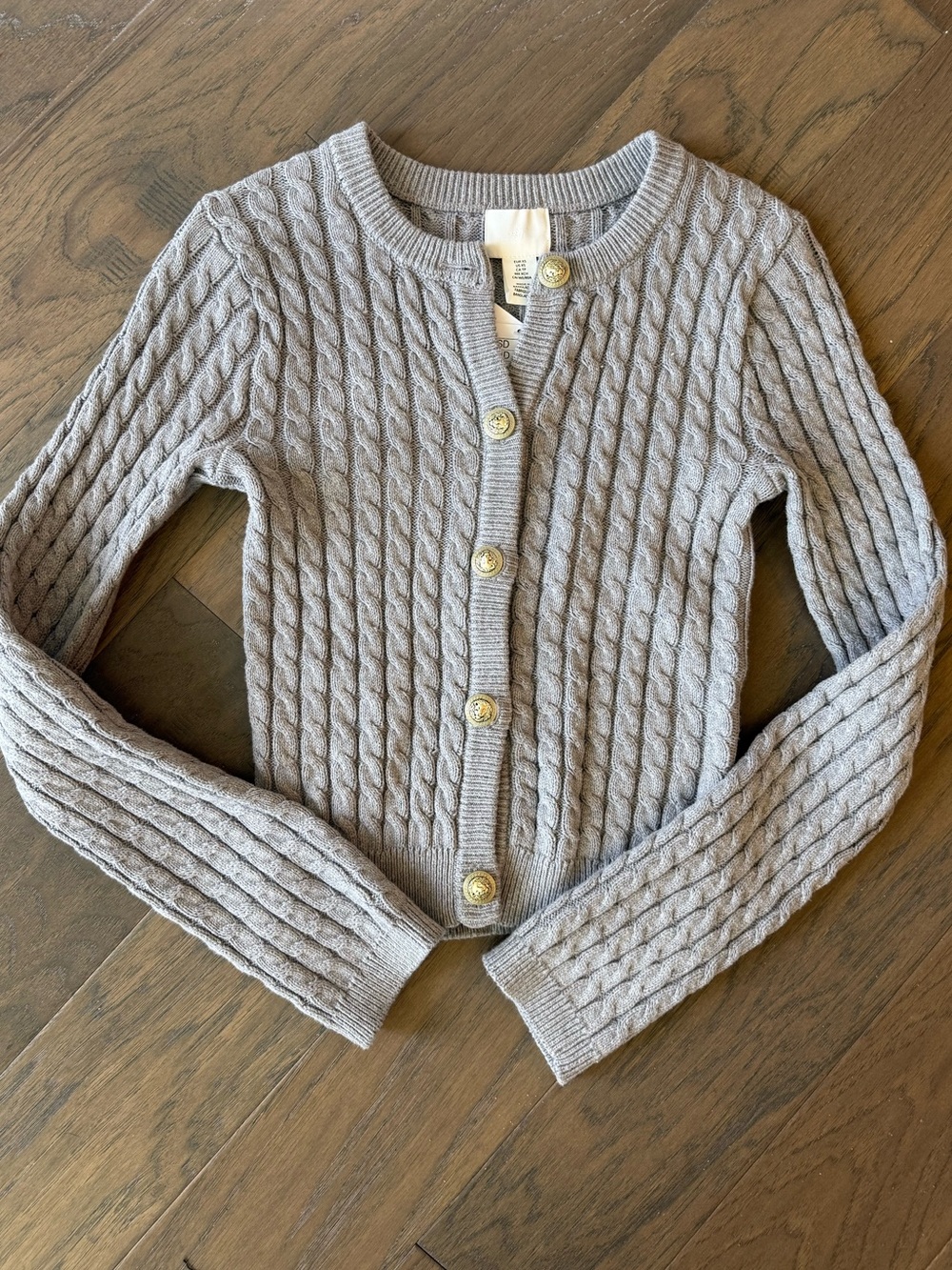 H&M Light Gray Cable-Knit Button Cardigan xs New top sweater